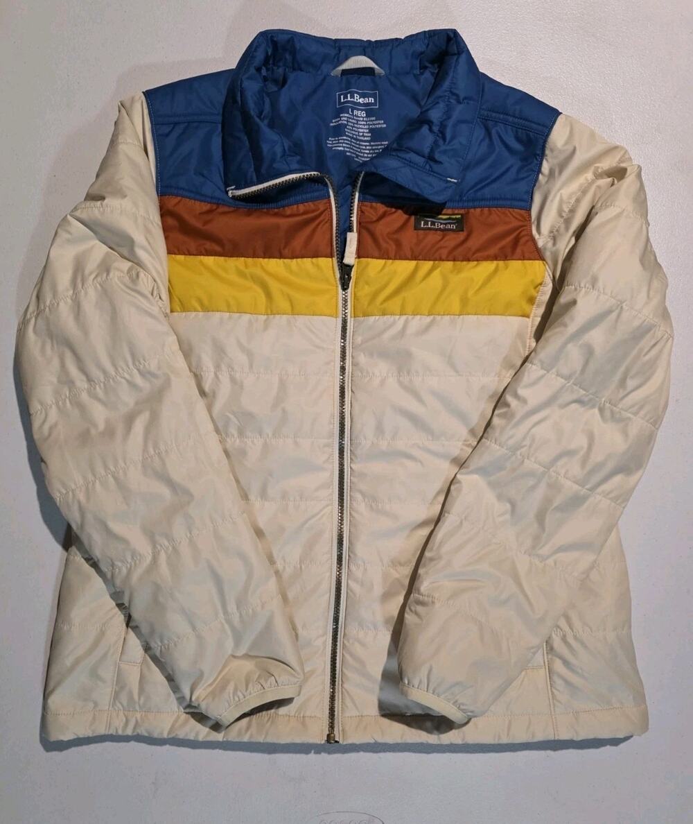 L.L.Bean Mountain Classic Puffer Jacket Womens Large Colorblock Insulated